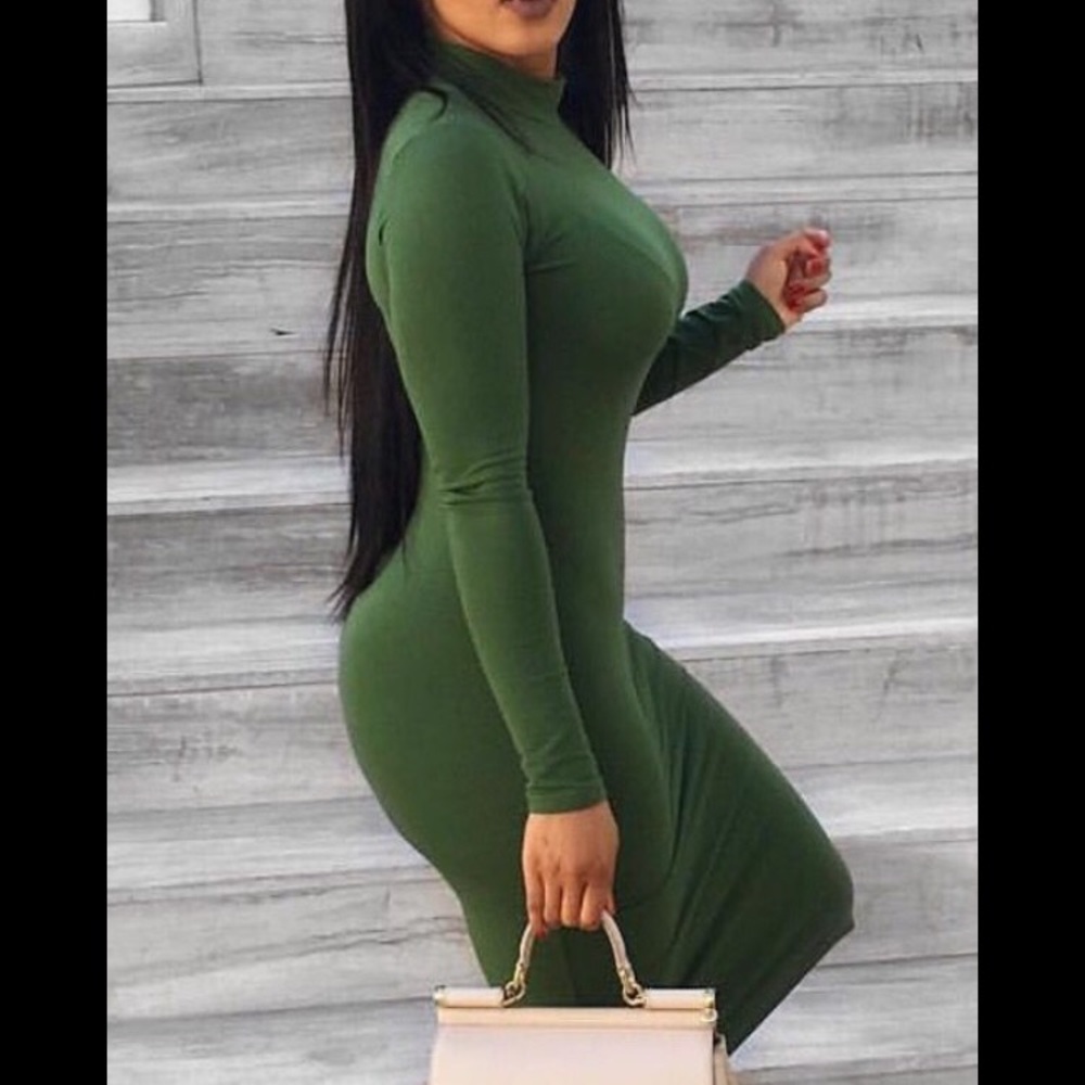 Hunter green midi mock neckline L